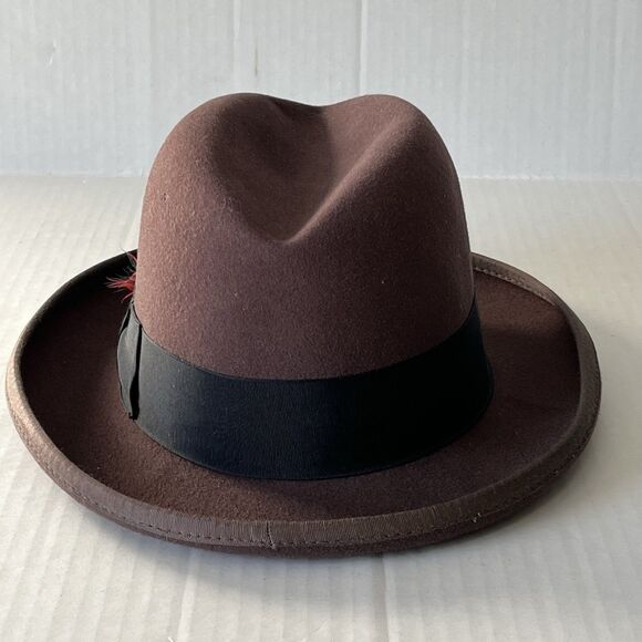 Godfather 100% Wool Homburg Gentleman Hat W/ Feathers Fedora Mobster Gangster S - Picture 4 of 16